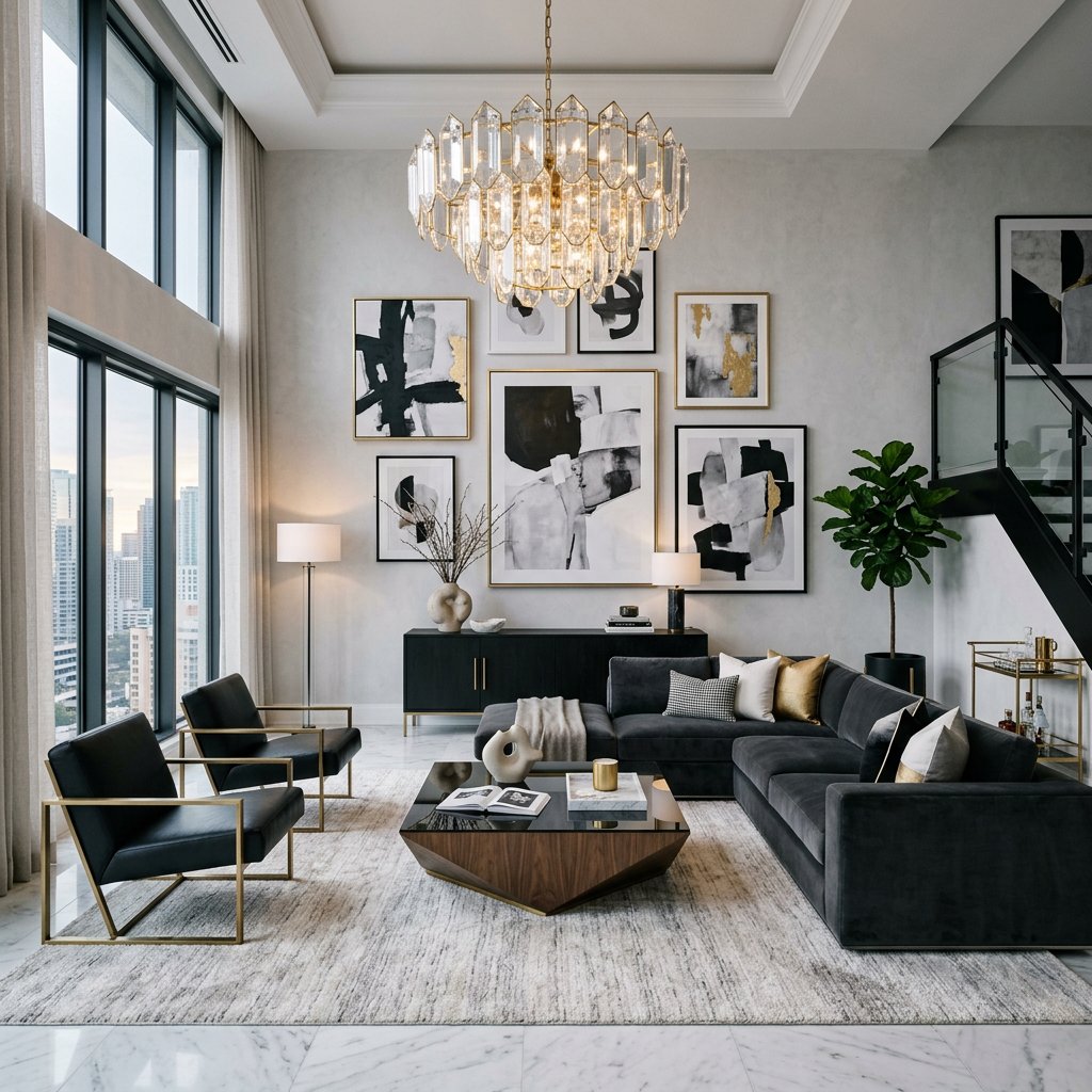 High-rise luxury living room