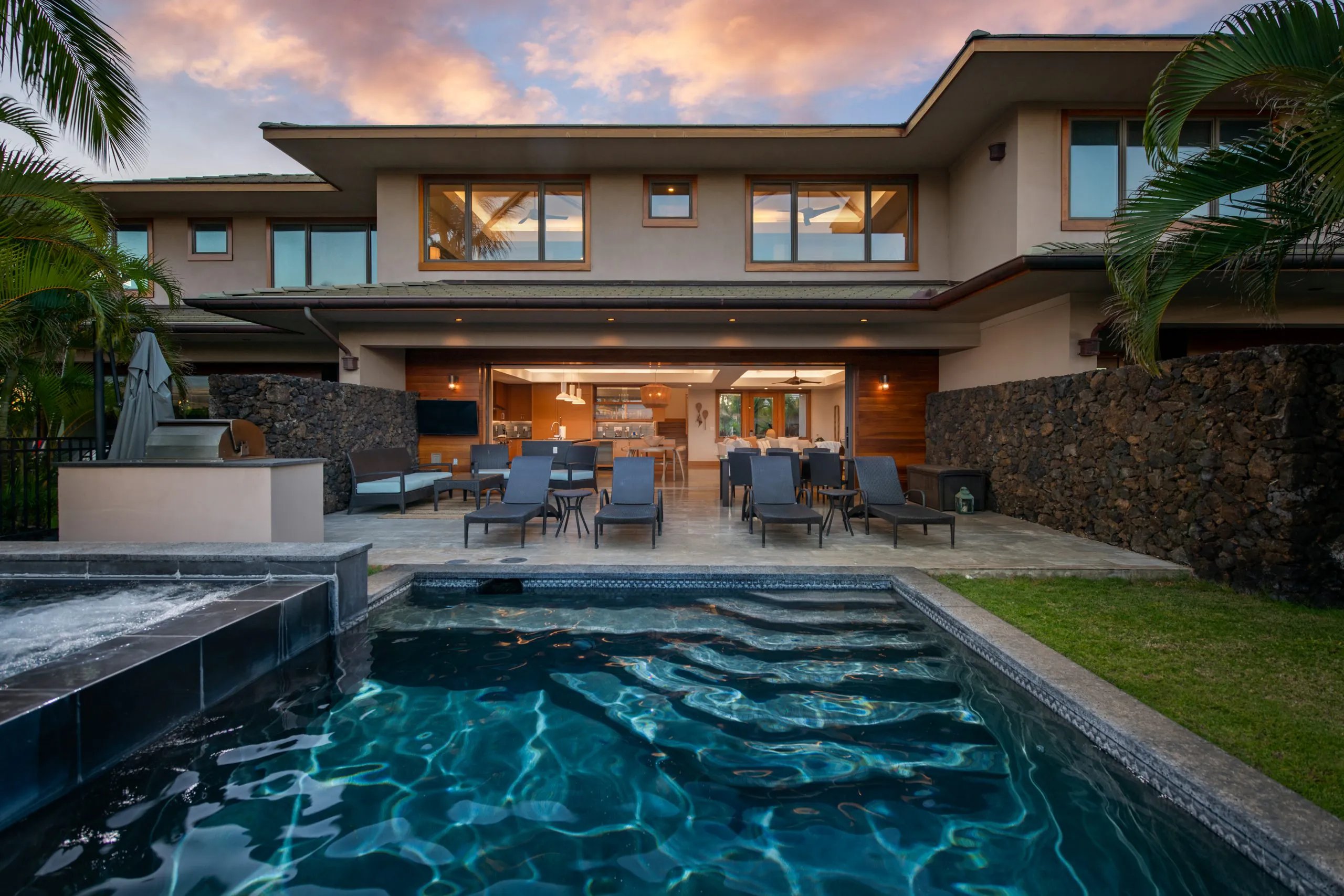 Luxury pool at sunset