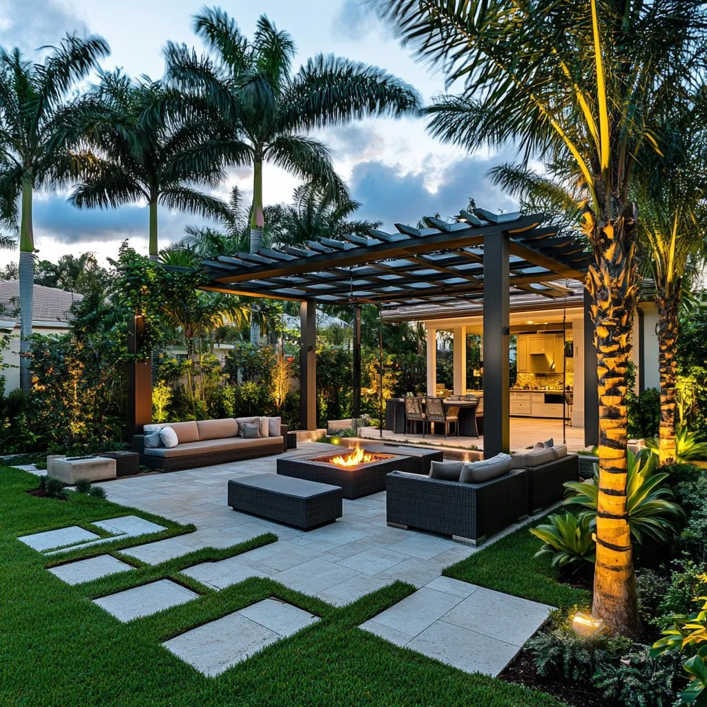Tropical outdoor pergola